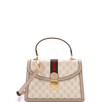 Gucci Ophidia Flap Top Handle Bag GG Coated Canvas Small