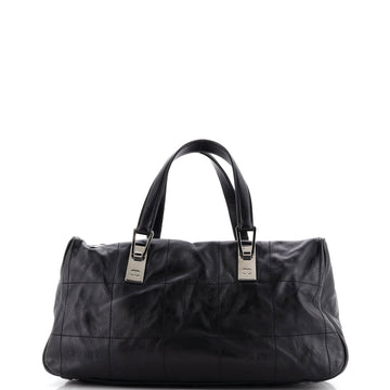 Chanel Square Stitch CC Boston Bag Quilted Leather Large