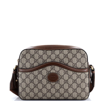 Gucci Interlocking G Patch Messenger Camera Bag GG Coated Canvas