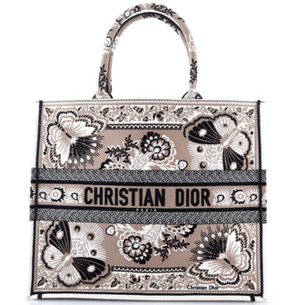 Christian Dior Book Tote Embroidered Canvas Large