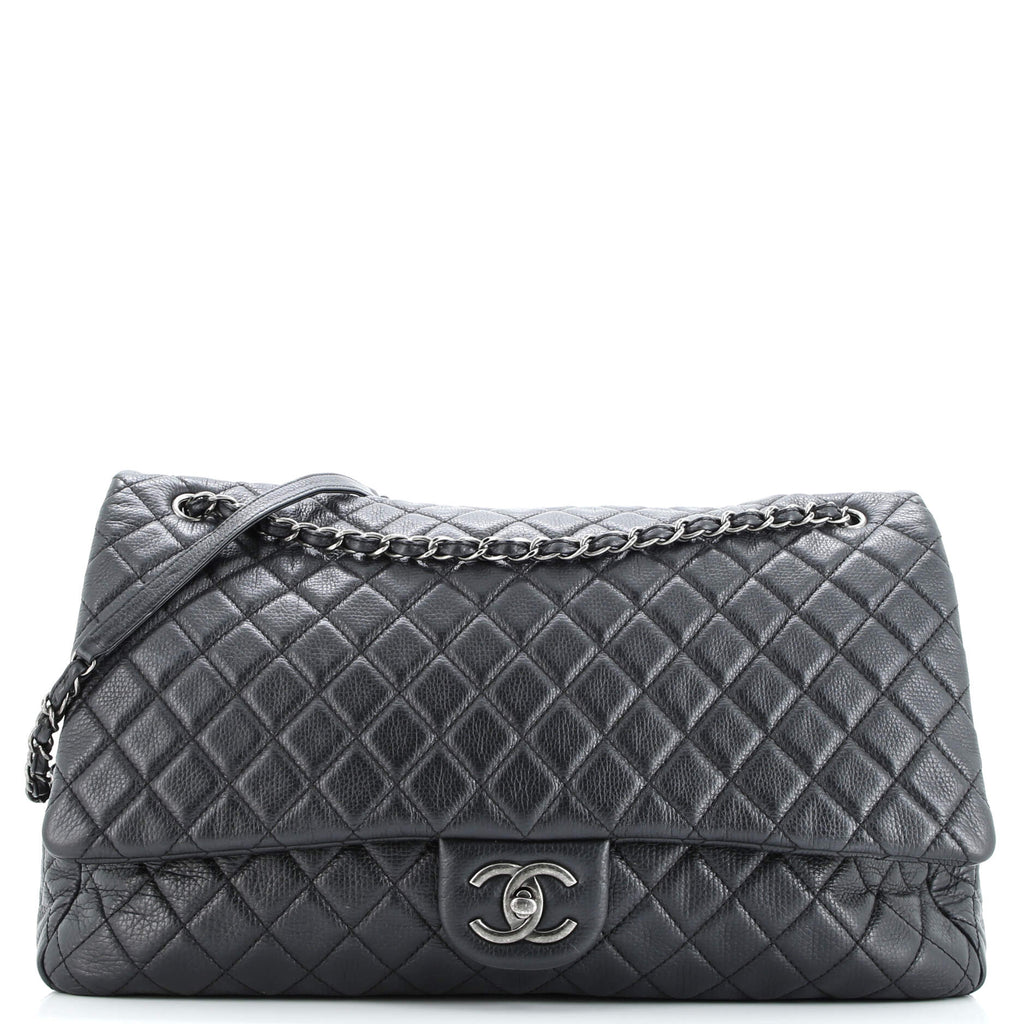 Chanel Airlines CC Flap Bag Quilted Calfskin XXL Black 3547991