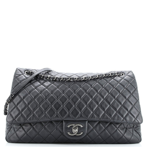 Chanel Airlines CC Flap Bag Quilted Calfskin XXL Black 3547991