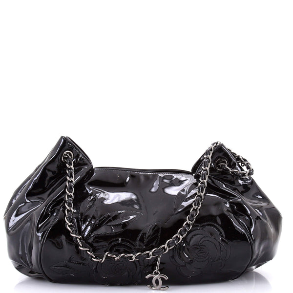 Chanel Tweed Petals Camellia Accordion Bag Patent Large 355862