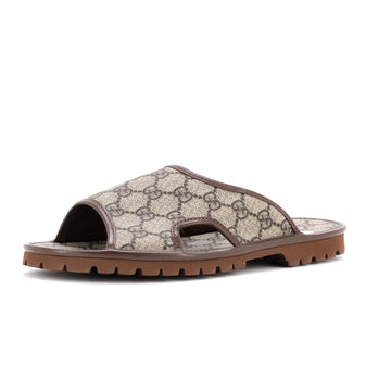 Gucci Men's Slide Sandals GG Coated Canvas