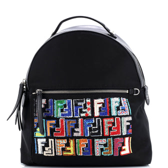 Fendi By The Way Backpack Zucca Sequin Embellished Nylon with Leather Medium