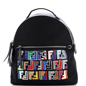 Fendi By The Way Backpack Zucca Sequin Embellished Nylon with Leather Medium