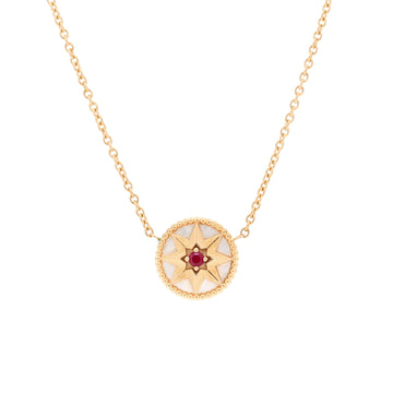 Christian Dior Rose des Vents Necklace 18K Yellow Gold with Ruby and Mother of Pearl