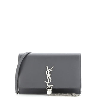 Saint Laurent Classic Monogram Tassel Crossbody Bag Leather Small