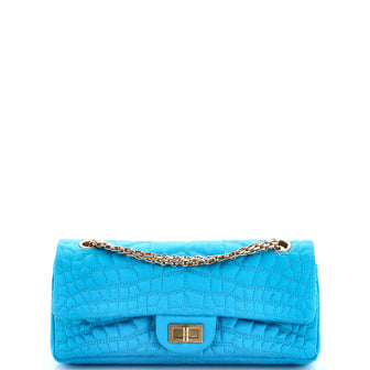 Chanel Reissue 2.55 Flap Bag Crocodile Quilted Satin East West