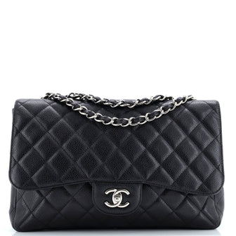Chanel Classic Single Flap Bag Quilted Caviar Jumbo