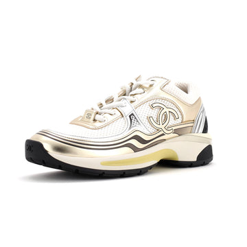 Chanel Women's CC Low-Top Sneakers Mesh and Laminated Leather