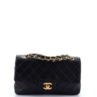 Chanel Vintage Classic Double Flap Bag Quilted Lambskin Small
