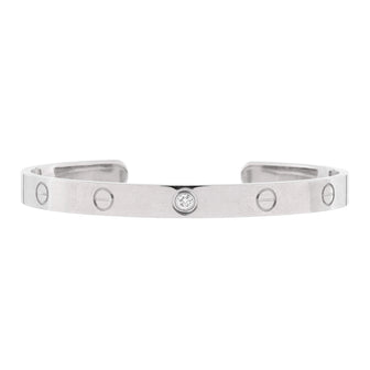 Cartier Love 1 Diamond Cuff Bracelet 18K White Gold with Diamond