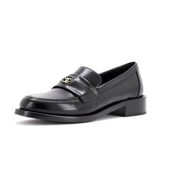 Chanel Women's CC Button Cutout Loafers Leather