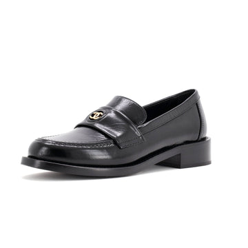 Chanel Women's CC Button Cutout Loafers Leather
