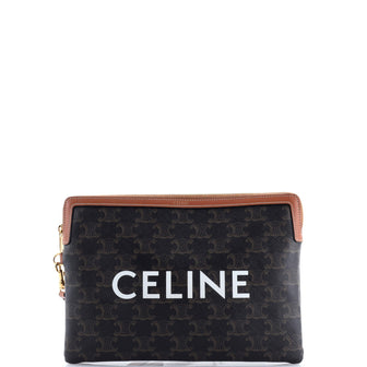 Celine Logo Zip Wristlet Pouch Triomphe Coated Canvas Small