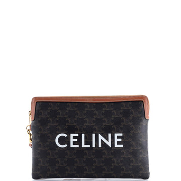 Celine Logo Zip Wristlet Pouch Triomphe Coated Canvas Small