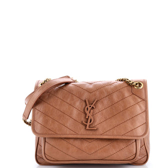 Saint Laurent Niki Chain Flap Bag Matelasse Chevron Leather Medium