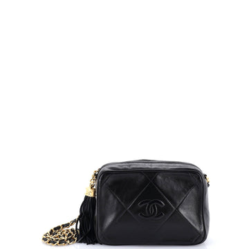 Chanel Vintage Diamond CC Camera Bag Quilted Leather Small