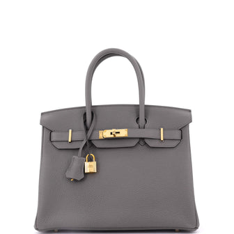 Hermes Birkin Handbag Grey Togo with Rose Gold Hardware 30