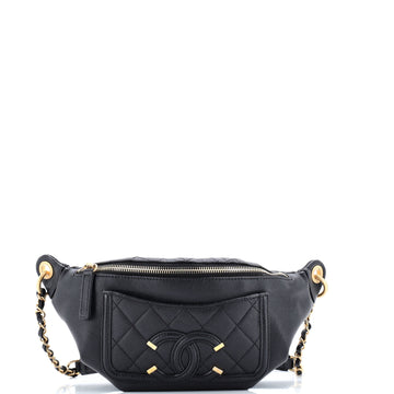 Chanel Filigree Waist Bag Quilted Caviar