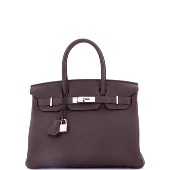 Hermes Birkin Handbag Brown Togo with Palladium Hardware 30