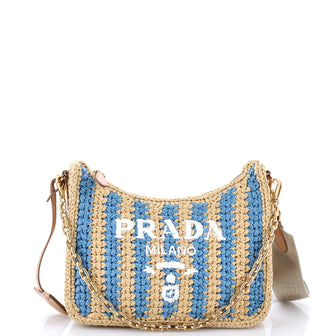 Prada Re-Edition 2005 Shoulder Bag Striped Raffia Small