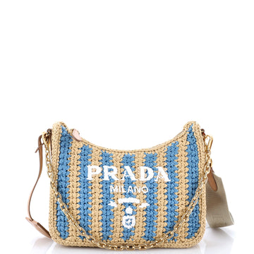 Prada Re-Edition 2005 Shoulder Bag Striped Raffia Small