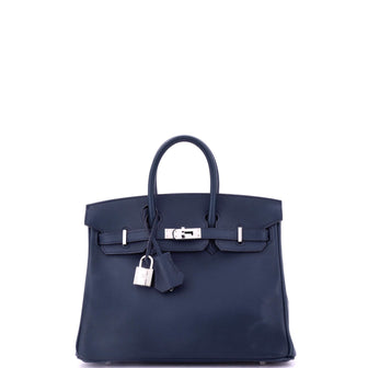 Hermes Birkin Handbag Blue Swift with Palladium Hardware 25