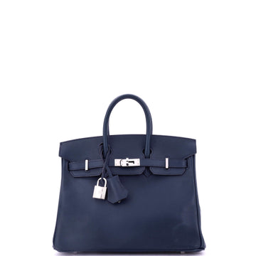Hermes Birkin Handbag Blue Swift with Palladium Hardware 25