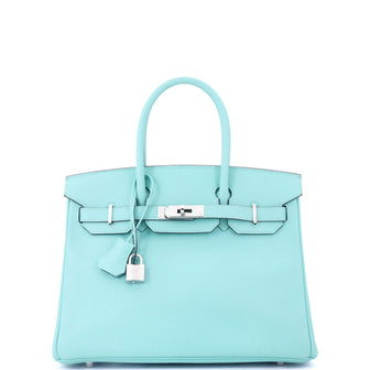 Hermes Birkin Handbag Blue Epsom with Palladium Hardware 30