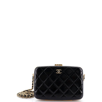 Chanel Framed Box Clutch with Chain Quilted Patent Small