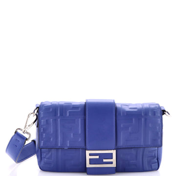 Fendi Baguette Convertible Belt Bag Zucca Embossed Leather Medium