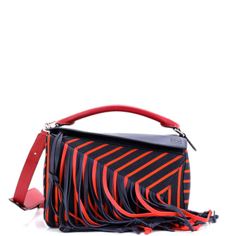 Loewe Puzzle Bag Fringe Leather and Printed Canvas Medium