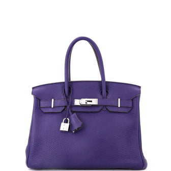 Hermes Birkin Handbag Purple Togo with Palladium Hardware 30