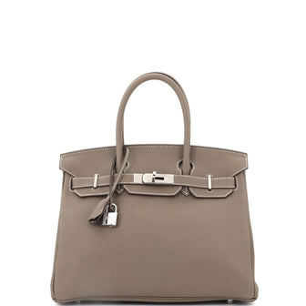 Hermes Birkin Handbag Grey Togo with Palladium Hardware 30