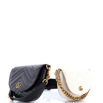 Gucci GG Marmont Double Pouch Belt Bag Matelasse Leather