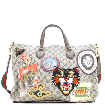 Gucci Courrier Convertible Soft Open Tote GG Coated Canvas with Applique Large
