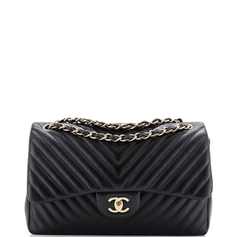Chanel Classic Double Flap Bag Chevron Lambskin Jumbo