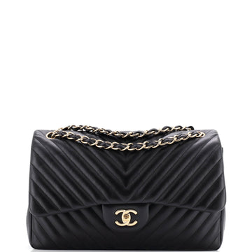 Chanel Classic Double Flap Bag Chevron Lambskin Jumbo