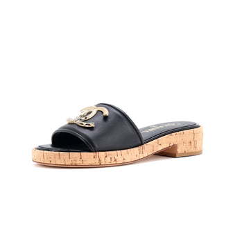 Chanel Women's CC Mule Sandals Leather and Cork
