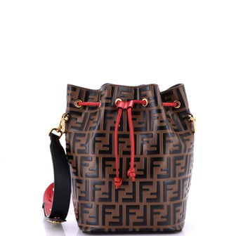 Fendi Mon Tresor Bucket Bag Zucca Embossed Leather Small