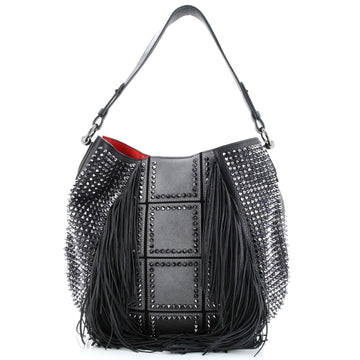Christian Louboutin Lucky L Fringe Hobo Studded Leather