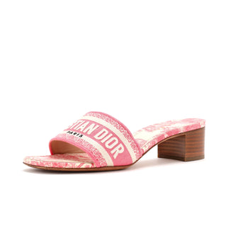 Christian Dior Women's Dway Block Heeled Sandals Embroidered Canvas