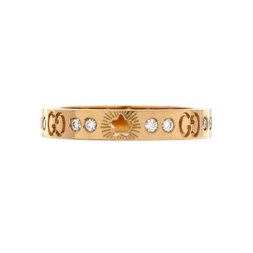Gucci Icon Star 12 Diamonds Band Ring 18K Yellow Gold with Diamonds Thin