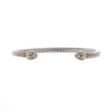 David Yurman Cable Classic Bracelet Sterling Silver and 18K Yellow Gold with Pave Diamonds 5mm