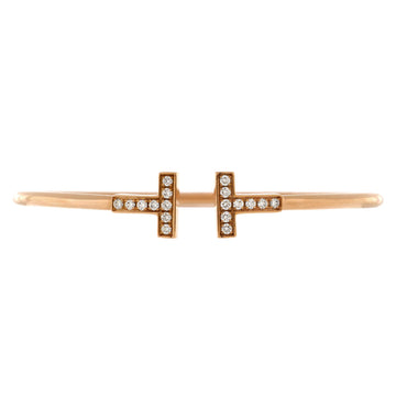 Tiffany & Co. T Wire Bracelet 18K Rose Gold with Diamonds
