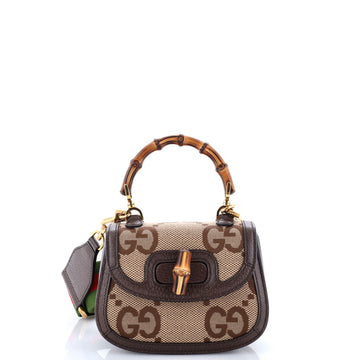 Gucci Bamboo 1947 Top Handle Bag Jumbo GG Canvas Mini