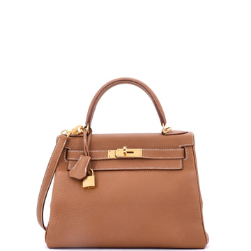 Hermes Kelly Handbag Brown Togo with Gold Hardware 28