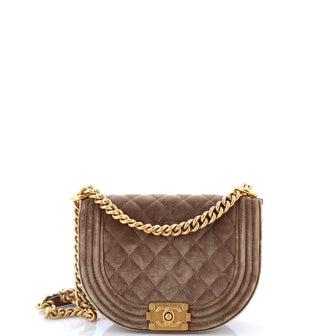 Chanel Boy Curved Messenger Bag Quilted Velvet Small